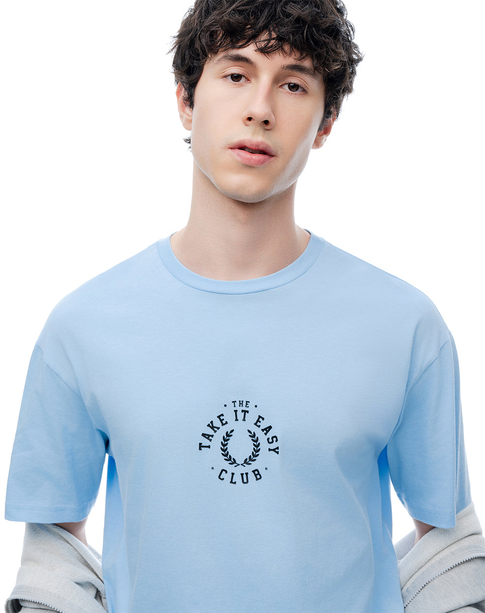 Camiseta regular manga corta azul clara hombre