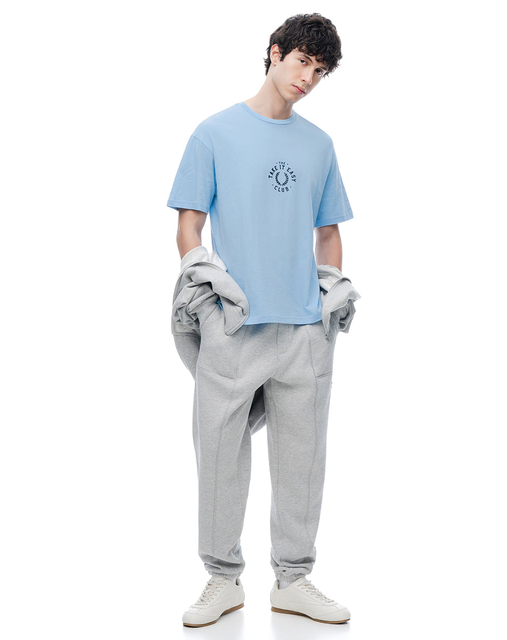 Camiseta regular manga corta azul clara hombre