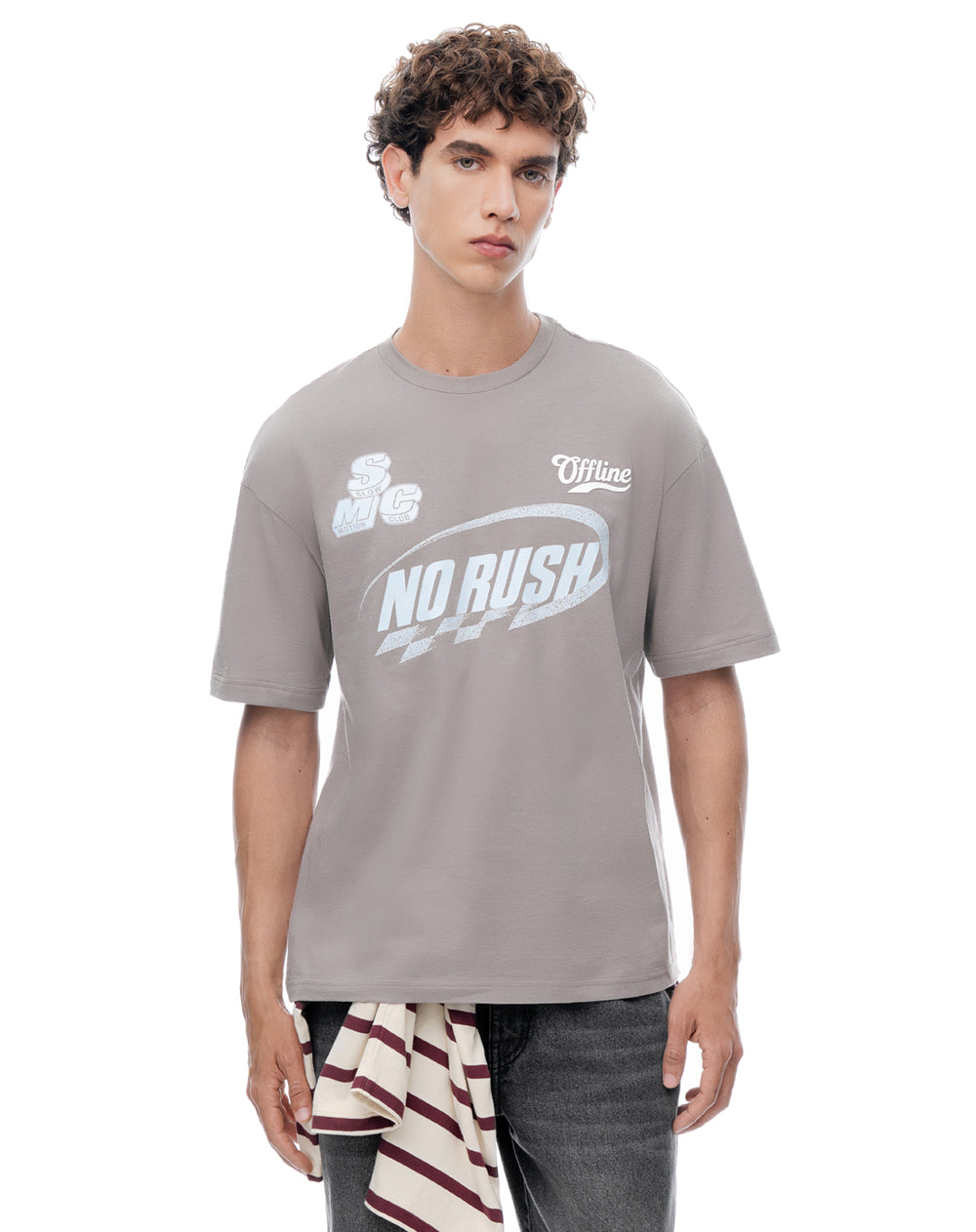 Camiseta regular manga corta taupe hombre