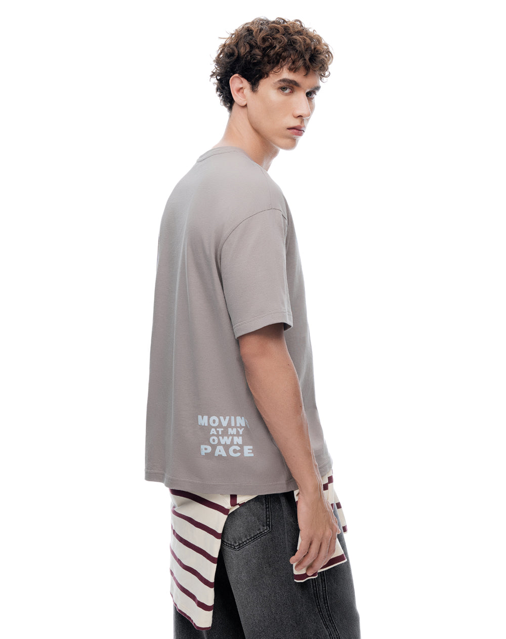 Camiseta regular manga corta taupe hombre