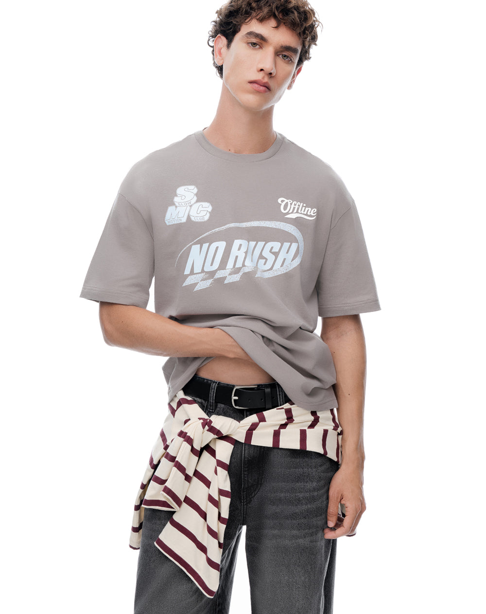 Camiseta regular manga corta taupe hombre