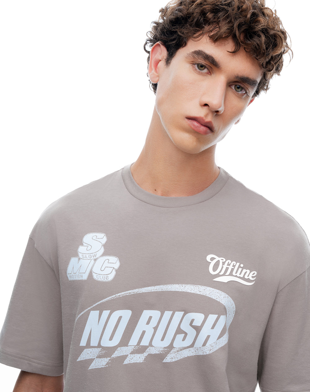 Camiseta regular manga corta taupe hombre