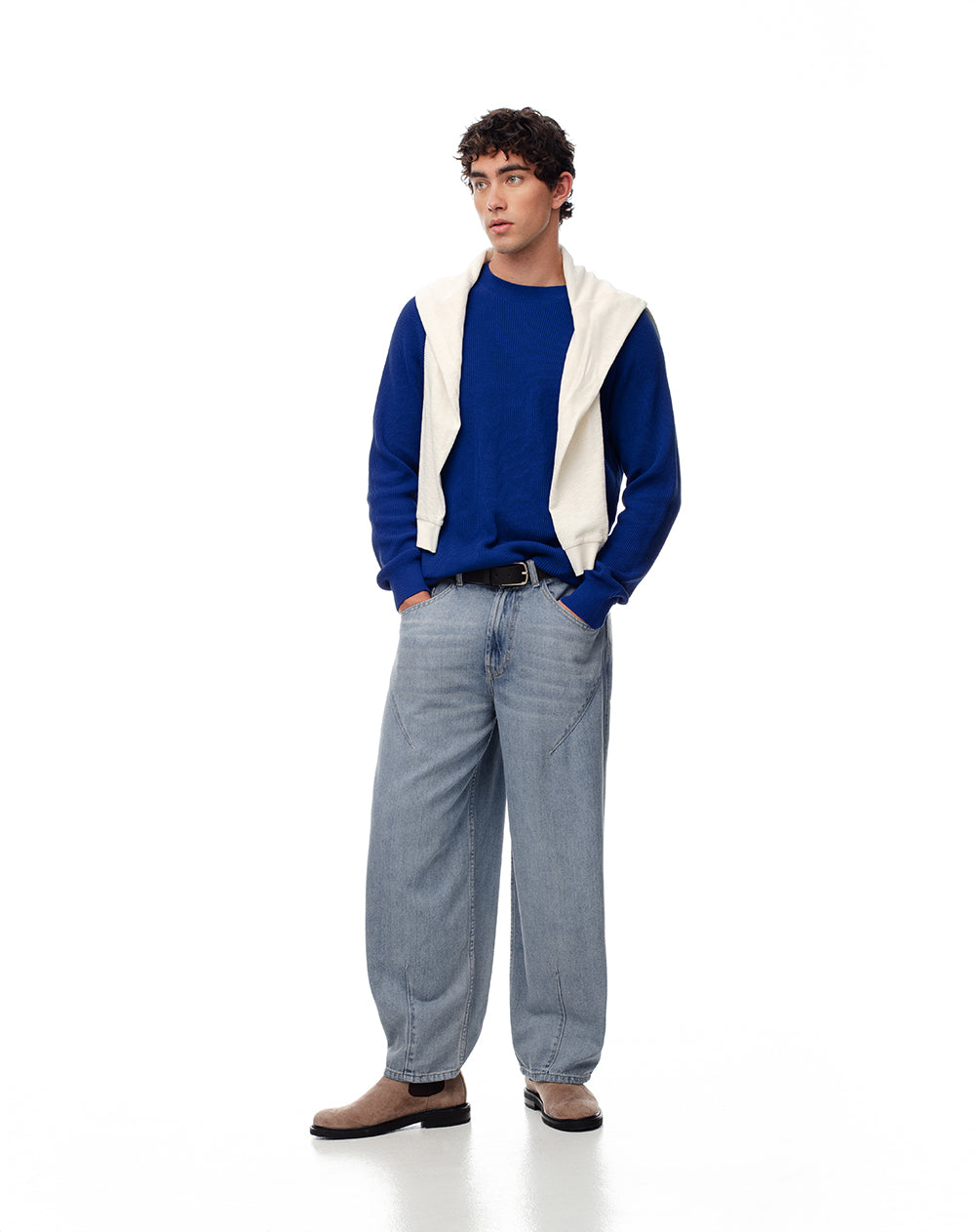 Buzo algodón tejido de punto azul hombre