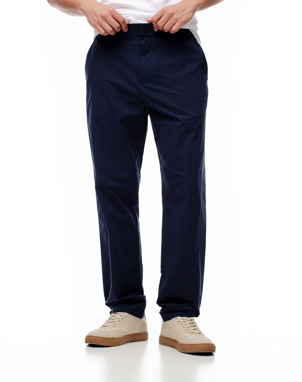 Pantalón regular fit tiro medio azul