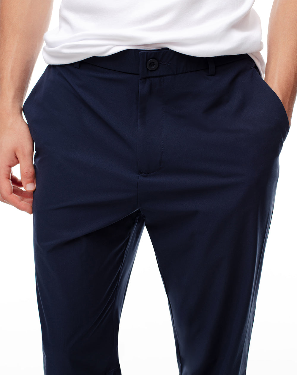 Pantalón regular fit tiro medio azul