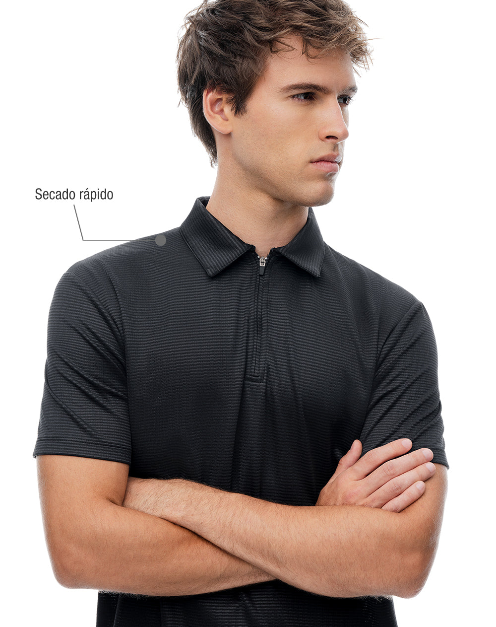 Polo regular negra hombre