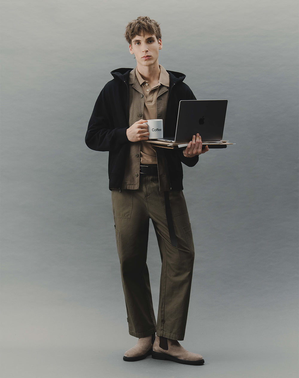 Pantalón cargo recto algodón verde hombre