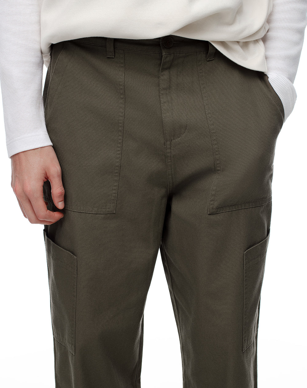 Pantalón cargo recto algodón verde hombre