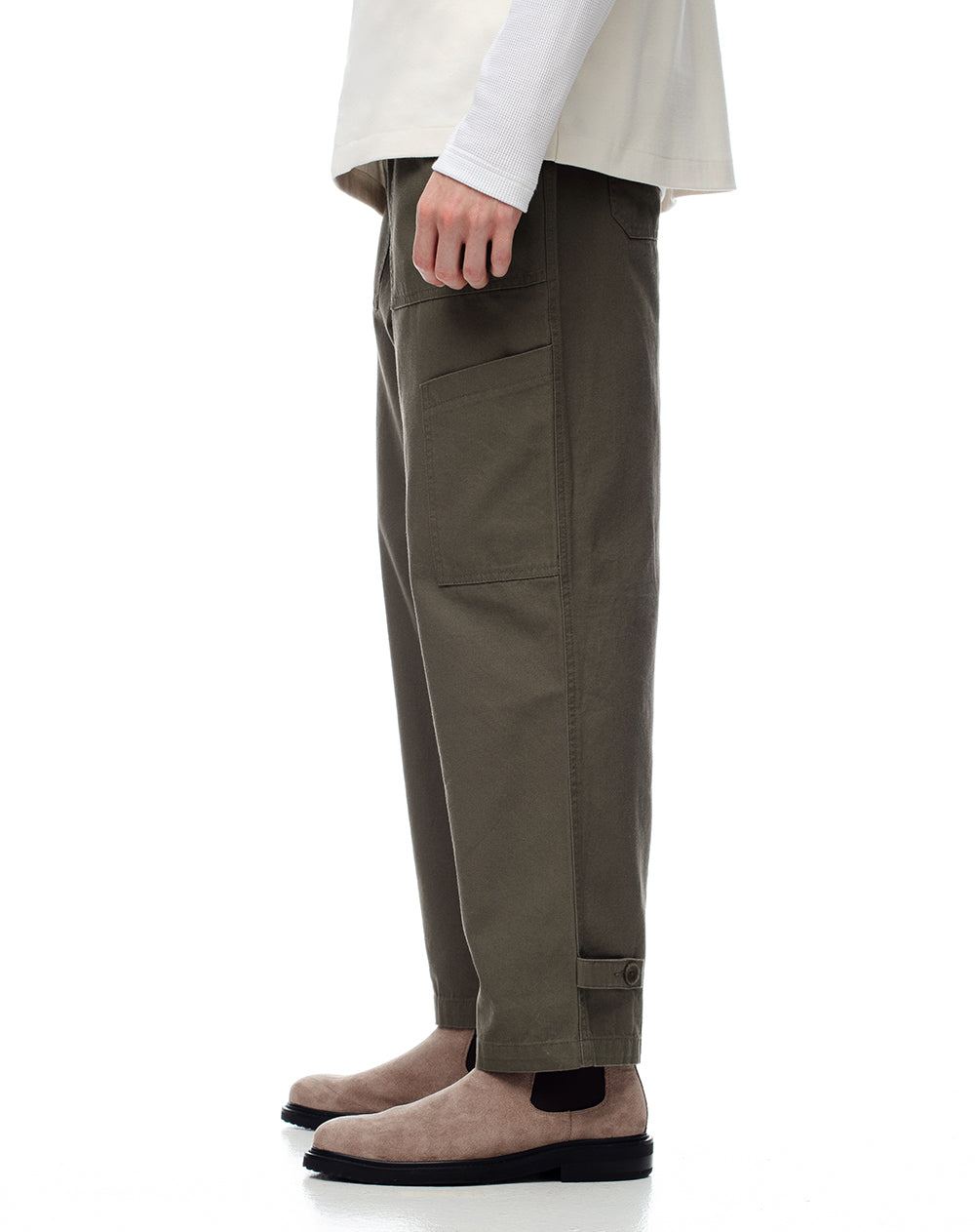 Pantalón cargo recto algodón verde hombre