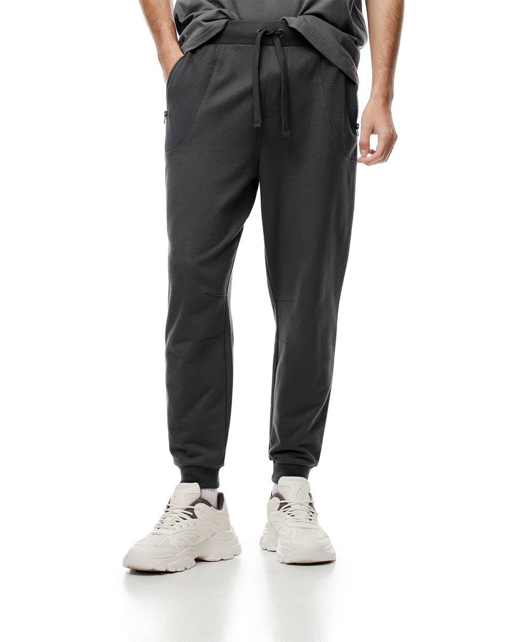 Jogger relaxed fit tiro medio gris