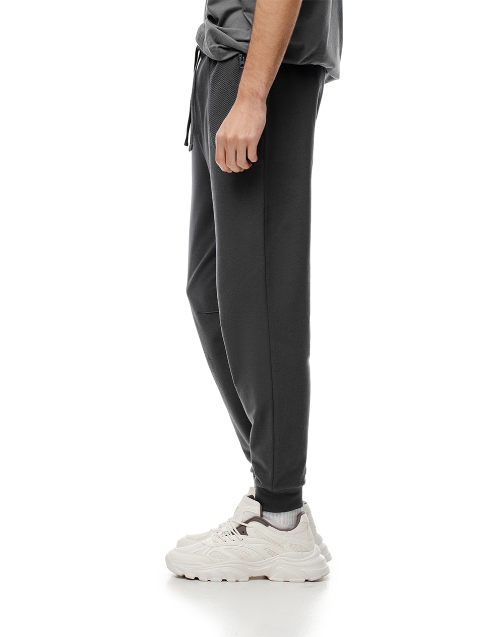 Jogger relaxed fit tiro medio gris