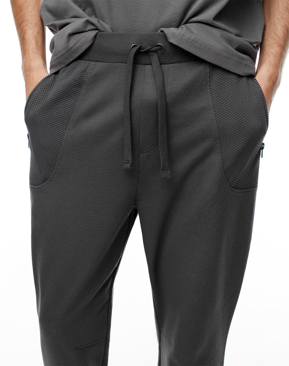 Jogger relaxed fit tiro medio gris