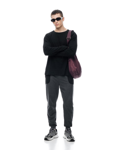 Jogger relaxed fit tiro medio gris jaspe