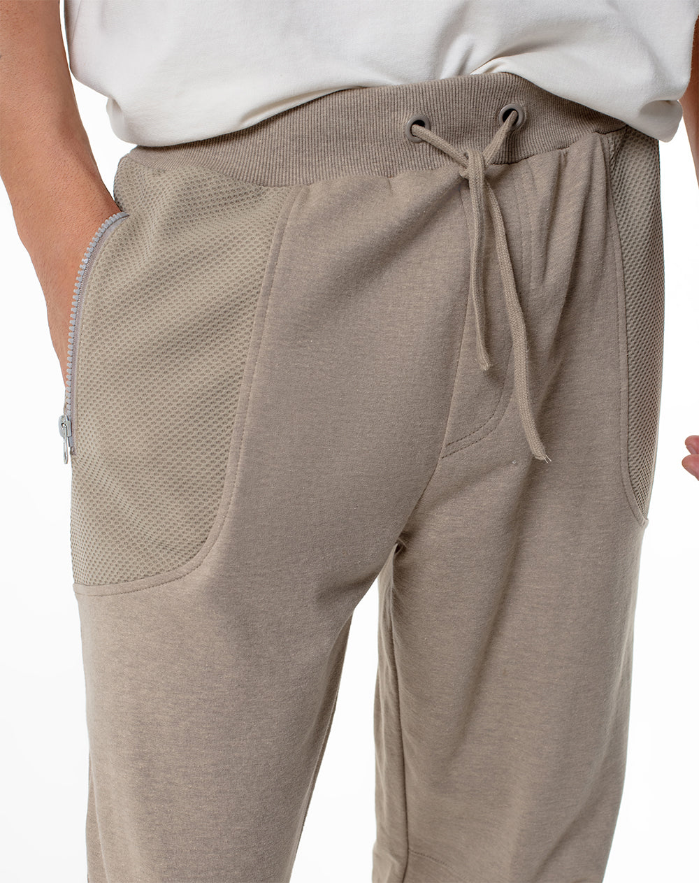 Jogger relaxed fit tiro medio habano jaspe