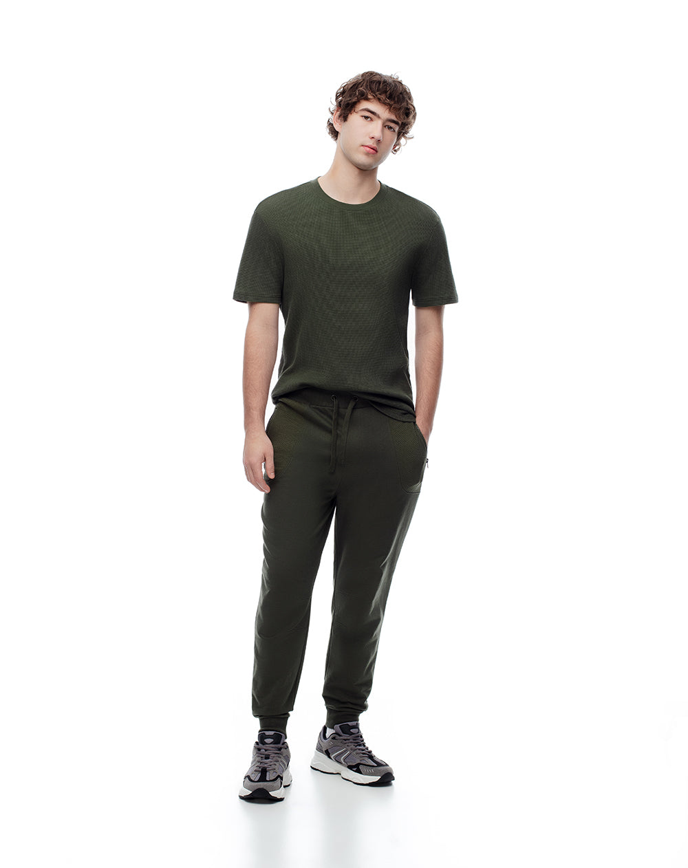 Jogger relaxed fit tiro medio verde