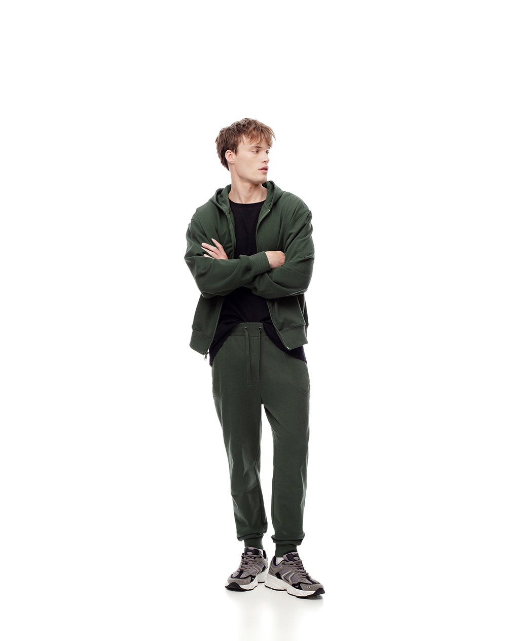 Jogger relaxed fit tiro medio verde