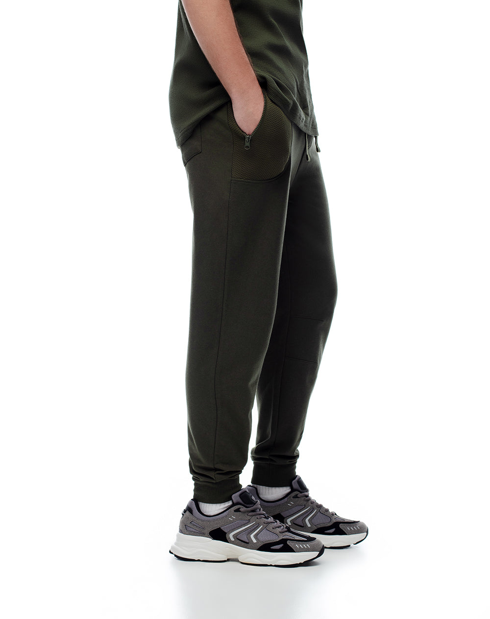 Jogger relaxed fit tiro medio verde