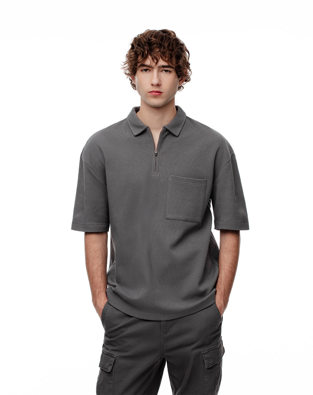 Polo Figup regular fit gris