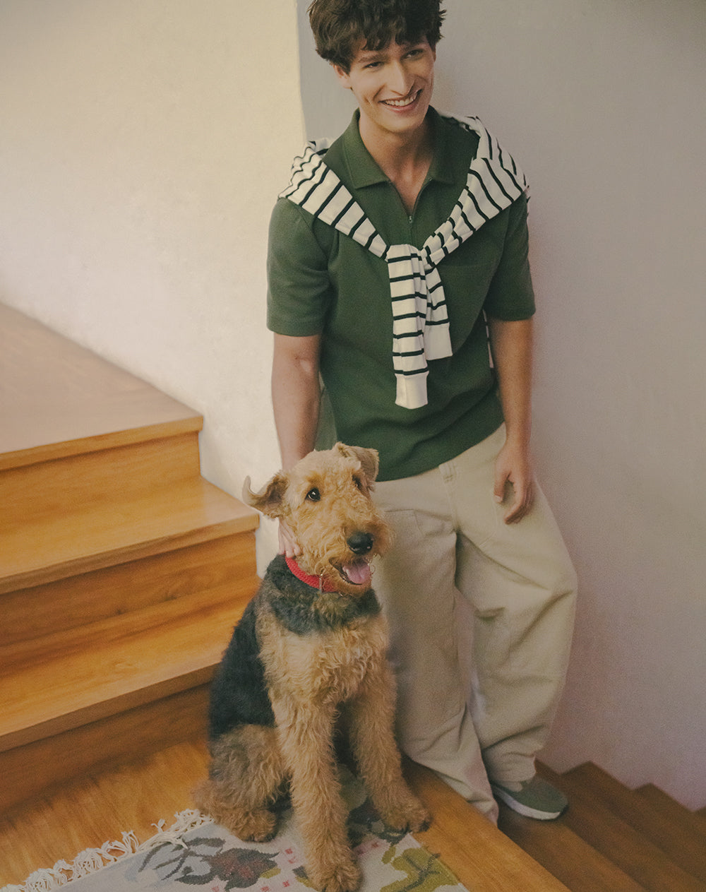 Polo regular verde hombre