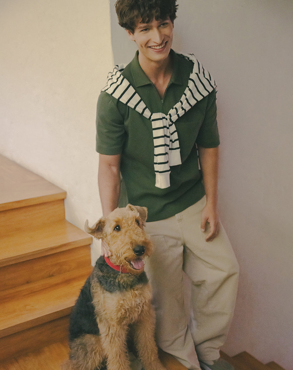 Polo regular verde hombre