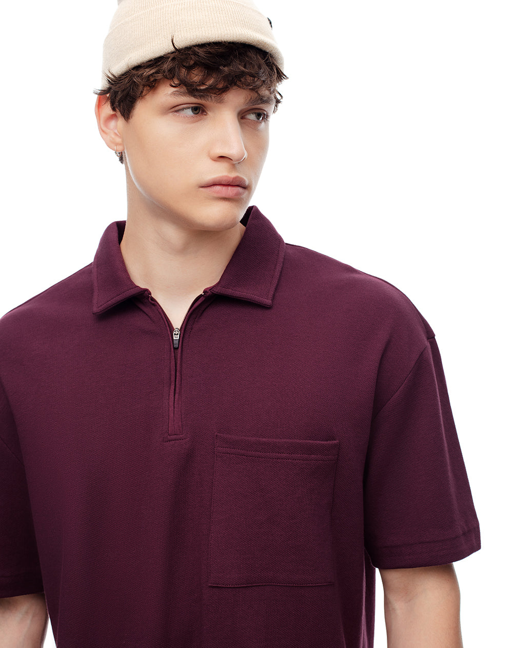 Polo regular algodón vinotinto hombre