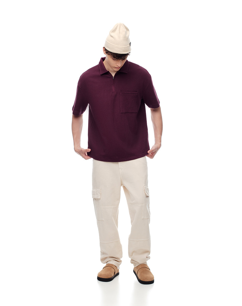 Polo regular algodón vinotinto hombre