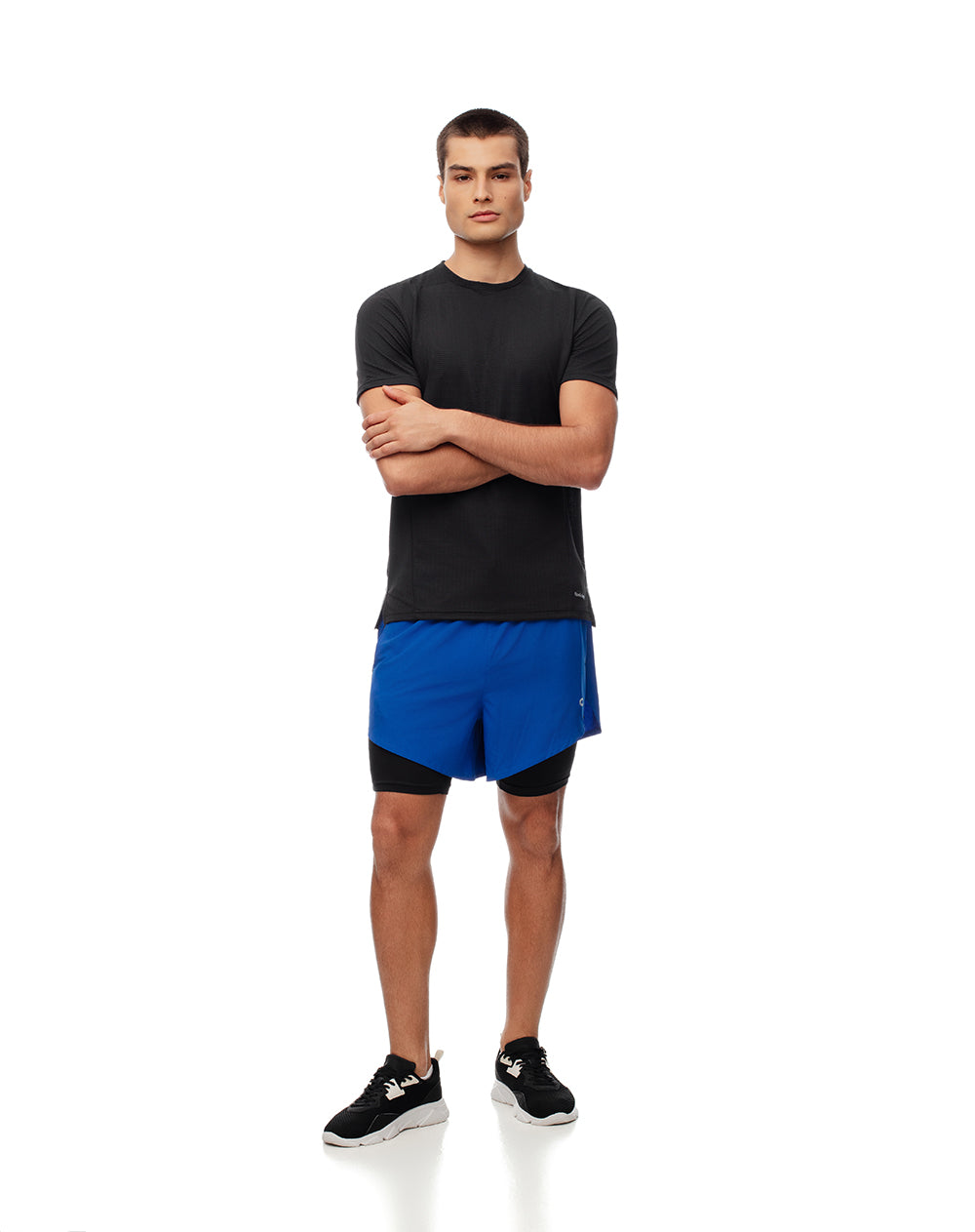 Short pantaloneta azul bloques