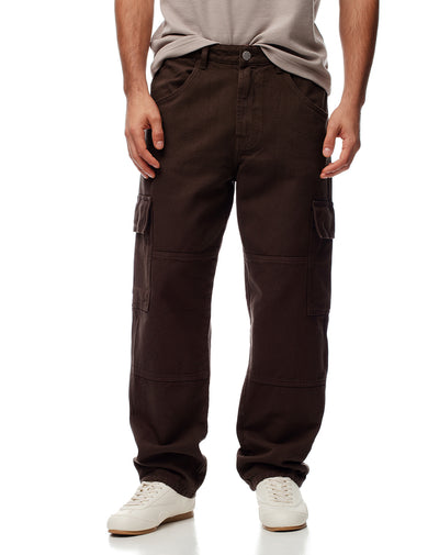Jean cargo recto chocolate hombre
