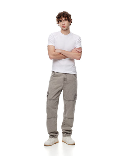 Jean regular fit tiro medio denim gris