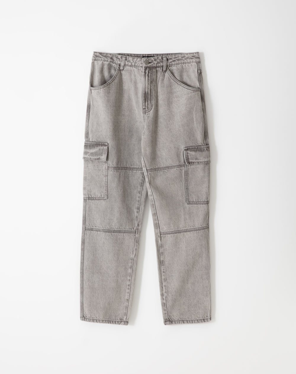 Jean regular fit tiro medio denim gris