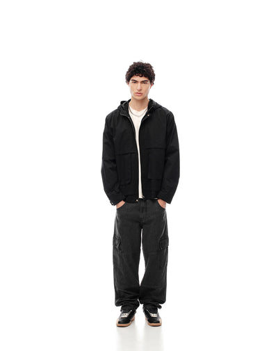 Jean regular fit tiro medio denim negro