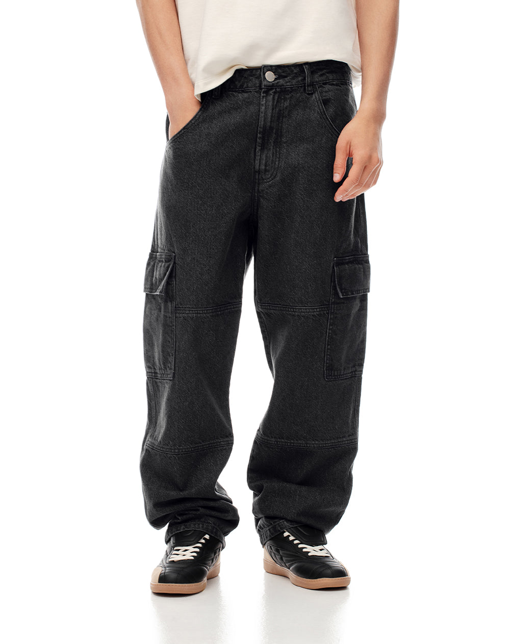 Jean cargo recto negro hombre