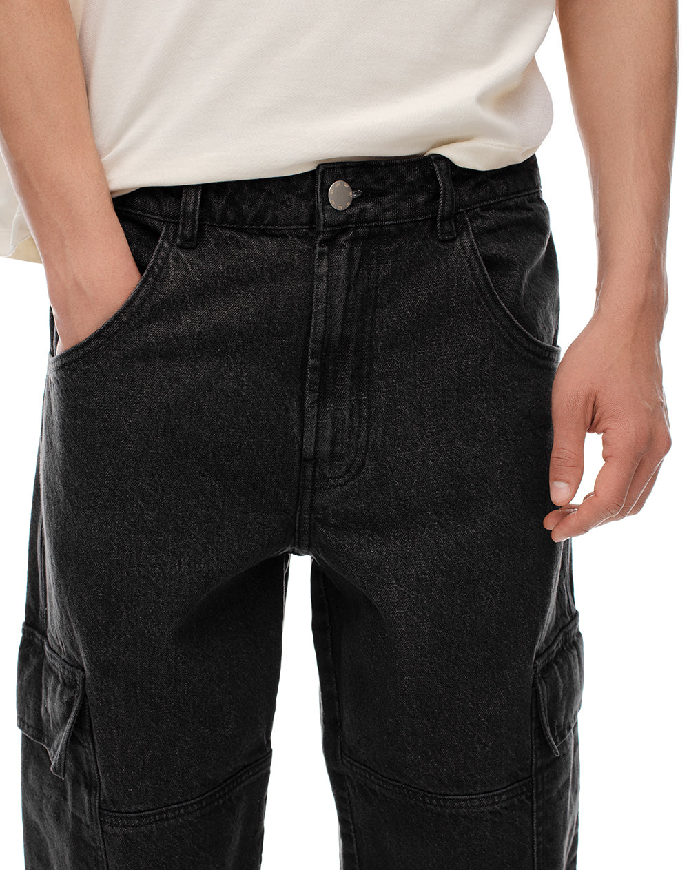 Jean cargo recto negro hombre