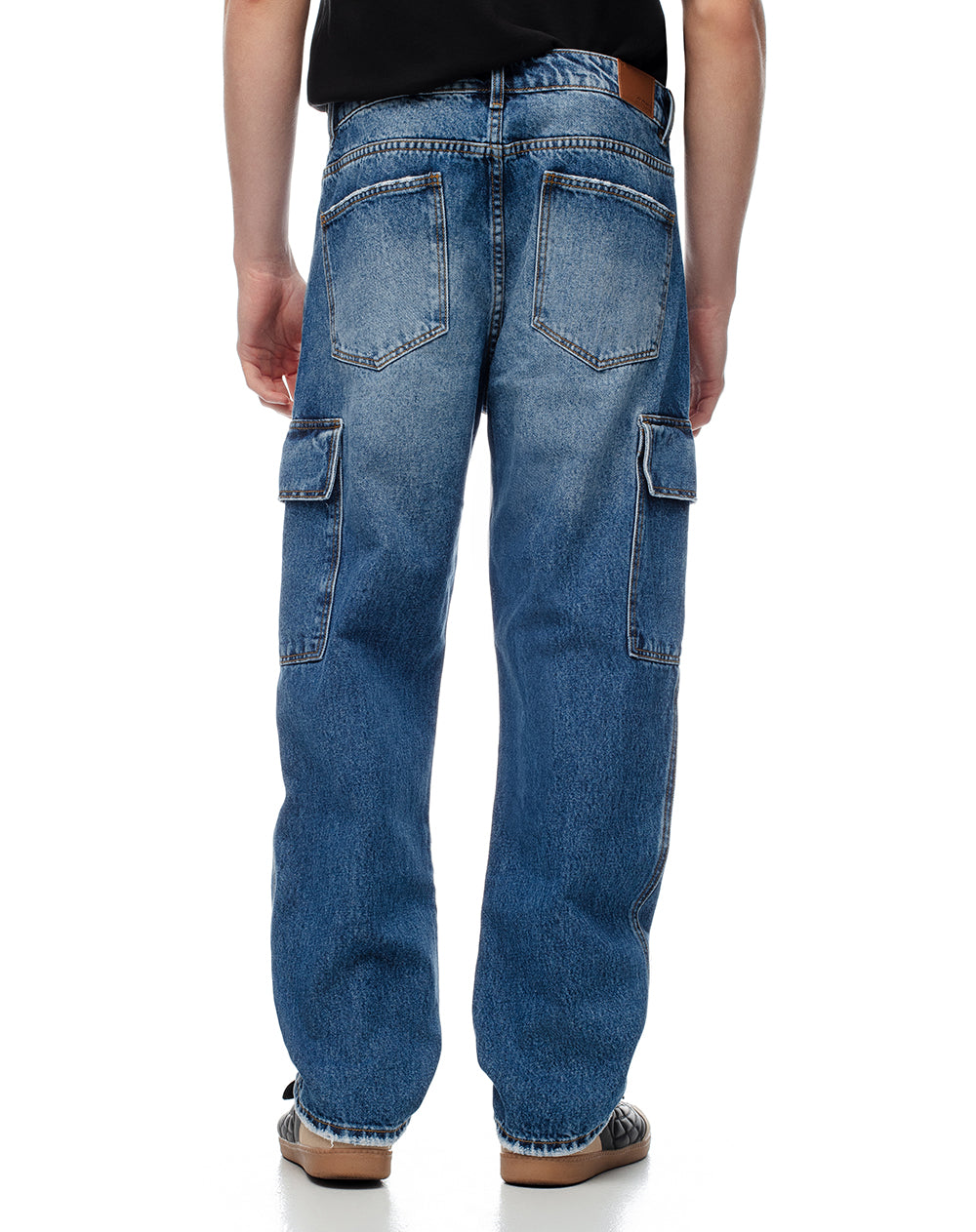 Jean cargo recto índigo medio hombre