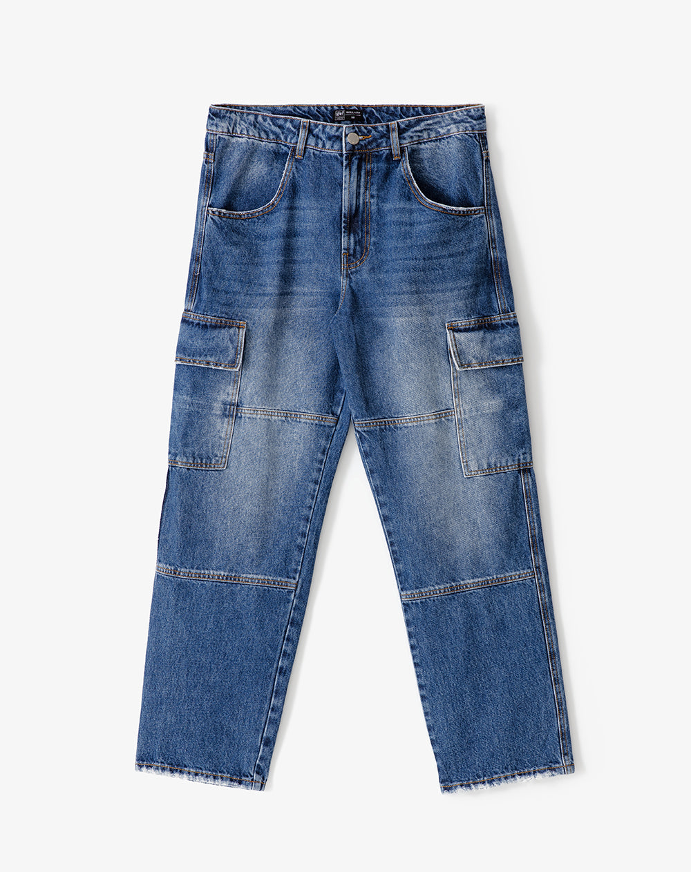 Jean cargo recto índigo medio hombre