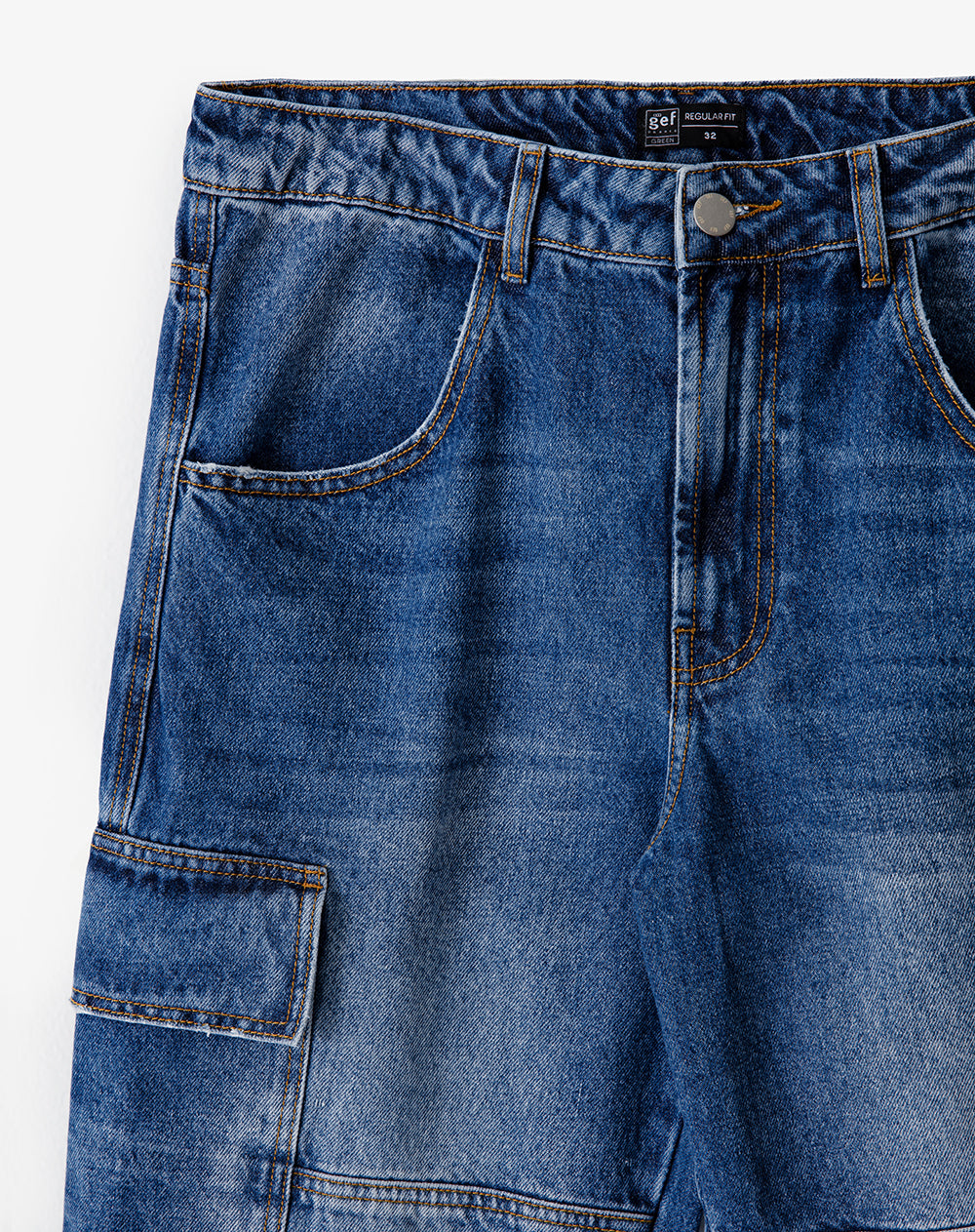 Jean cargo recto índigo medio hombre