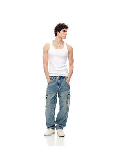 Jean regular fit tiro medio indigo