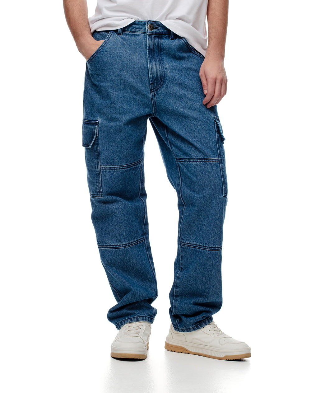 Jean cargo índigo medio