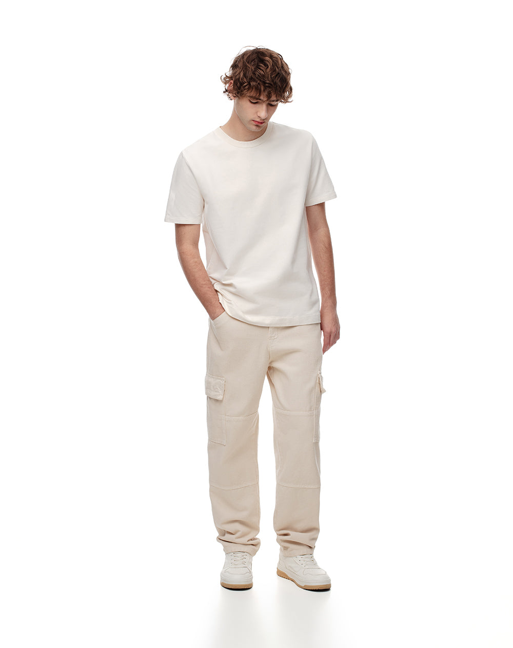Jean regular fit tiro medio vainilla