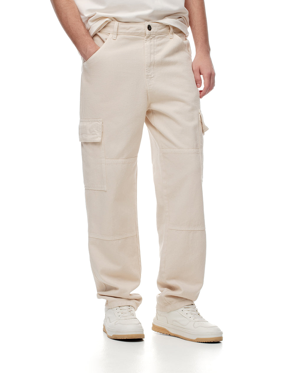 Jean regular fit tiro medio vainilla