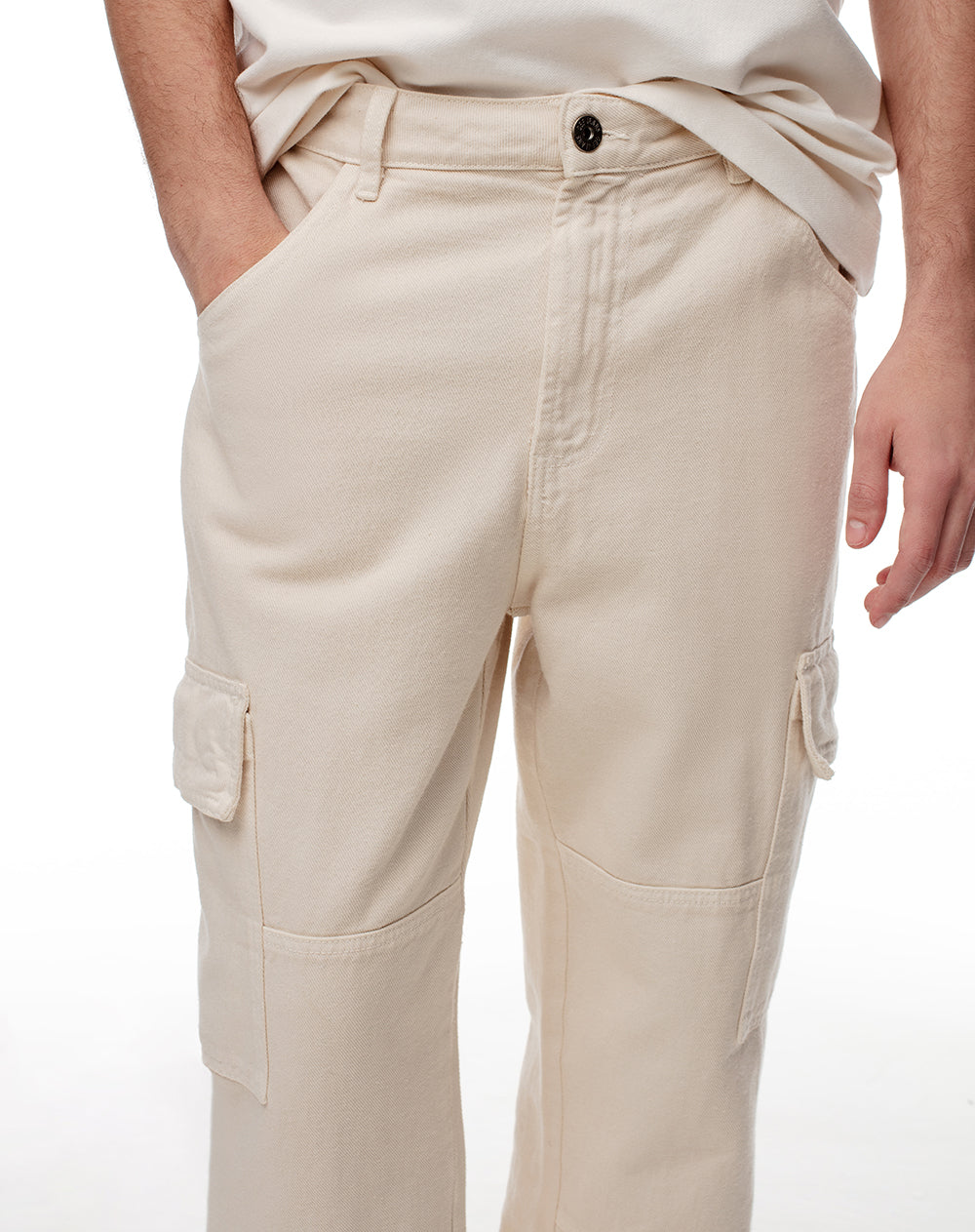 Jean regular fit tiro medio vainilla