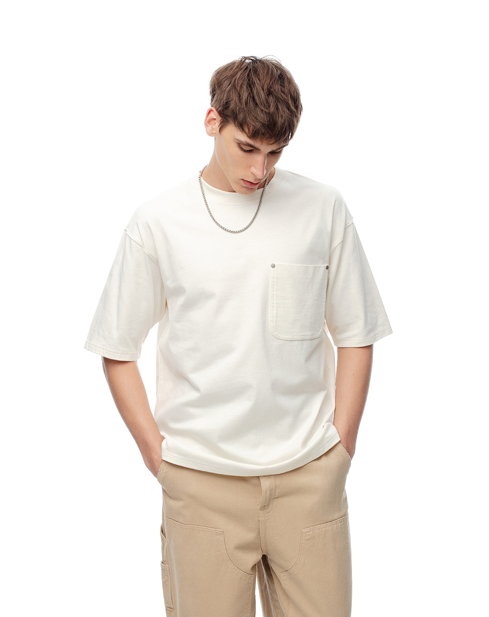 Camiseta regular algodón vainilla hombre