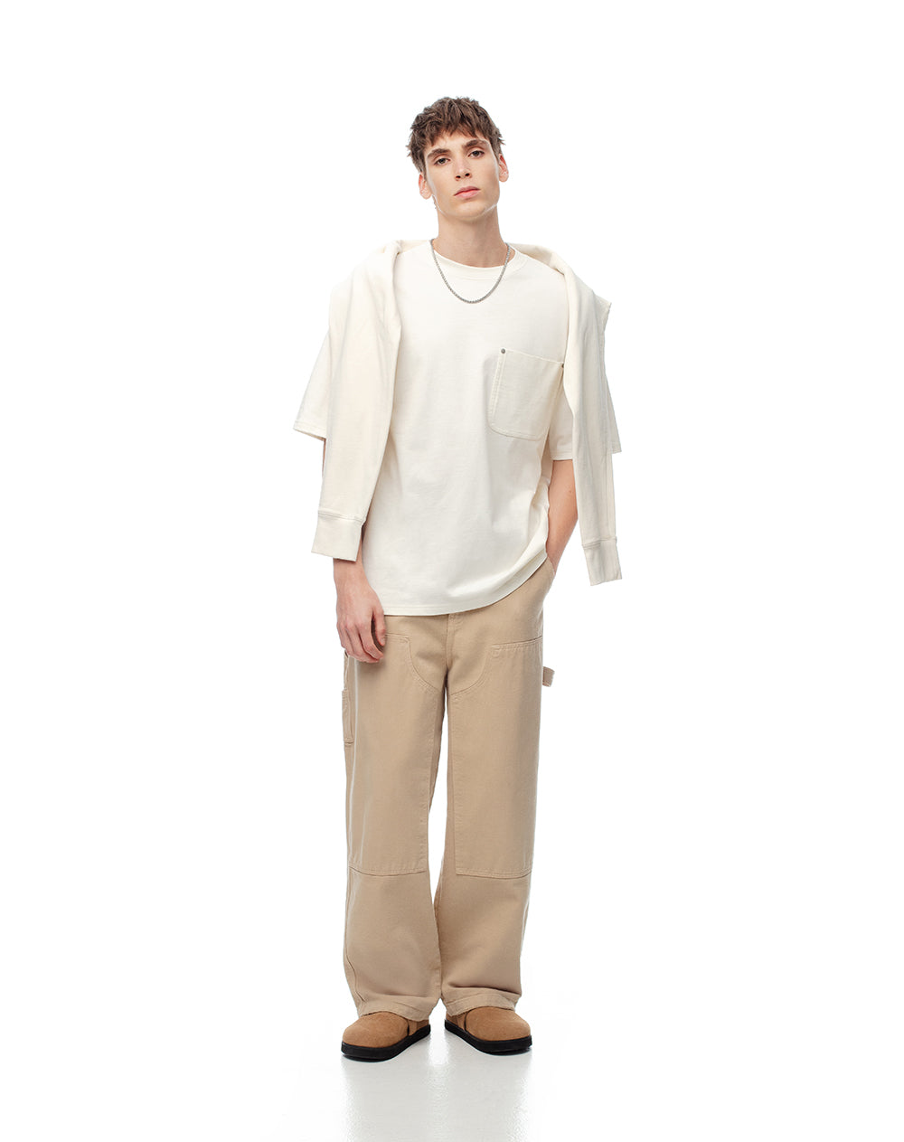 Camiseta regular algodón vainilla hombre
