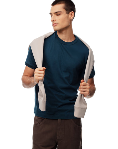 Camiseta regular algodón azul hombre