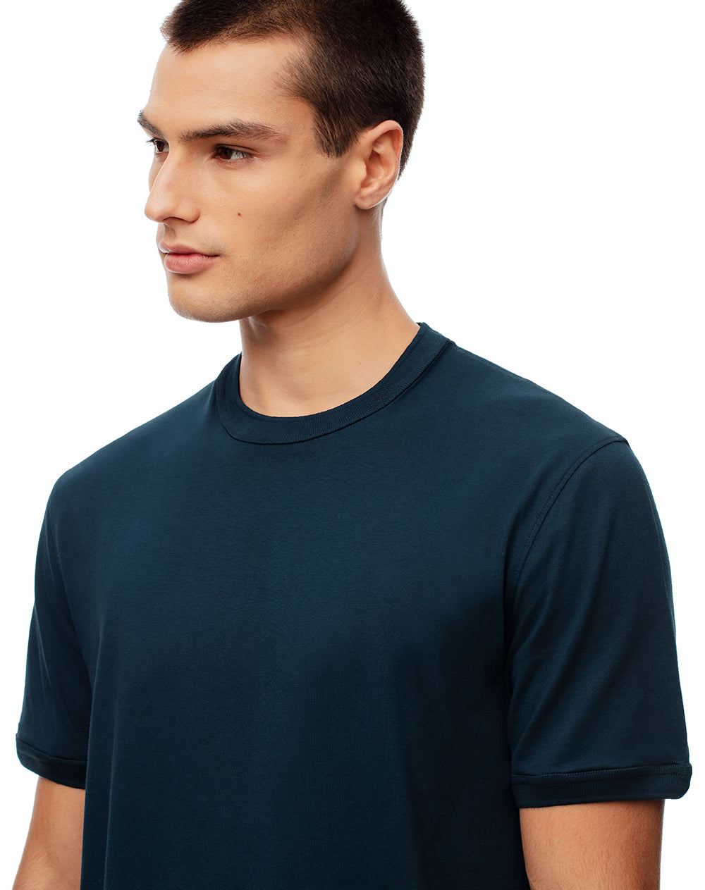 Camiseta regular algodón azul hombre