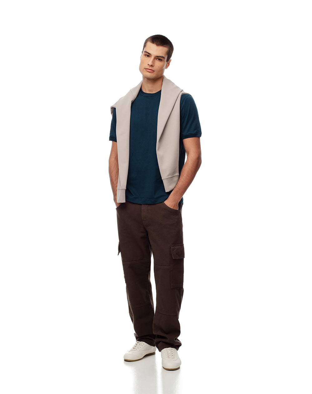 Camiseta regular algodón azul hombre