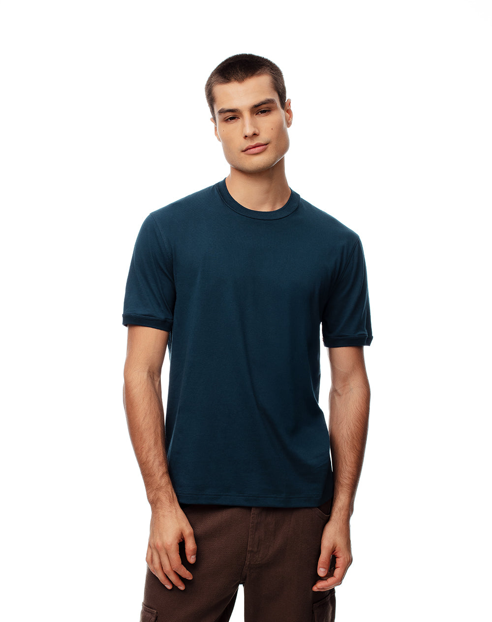 Camiseta regular algodón azul hombre
