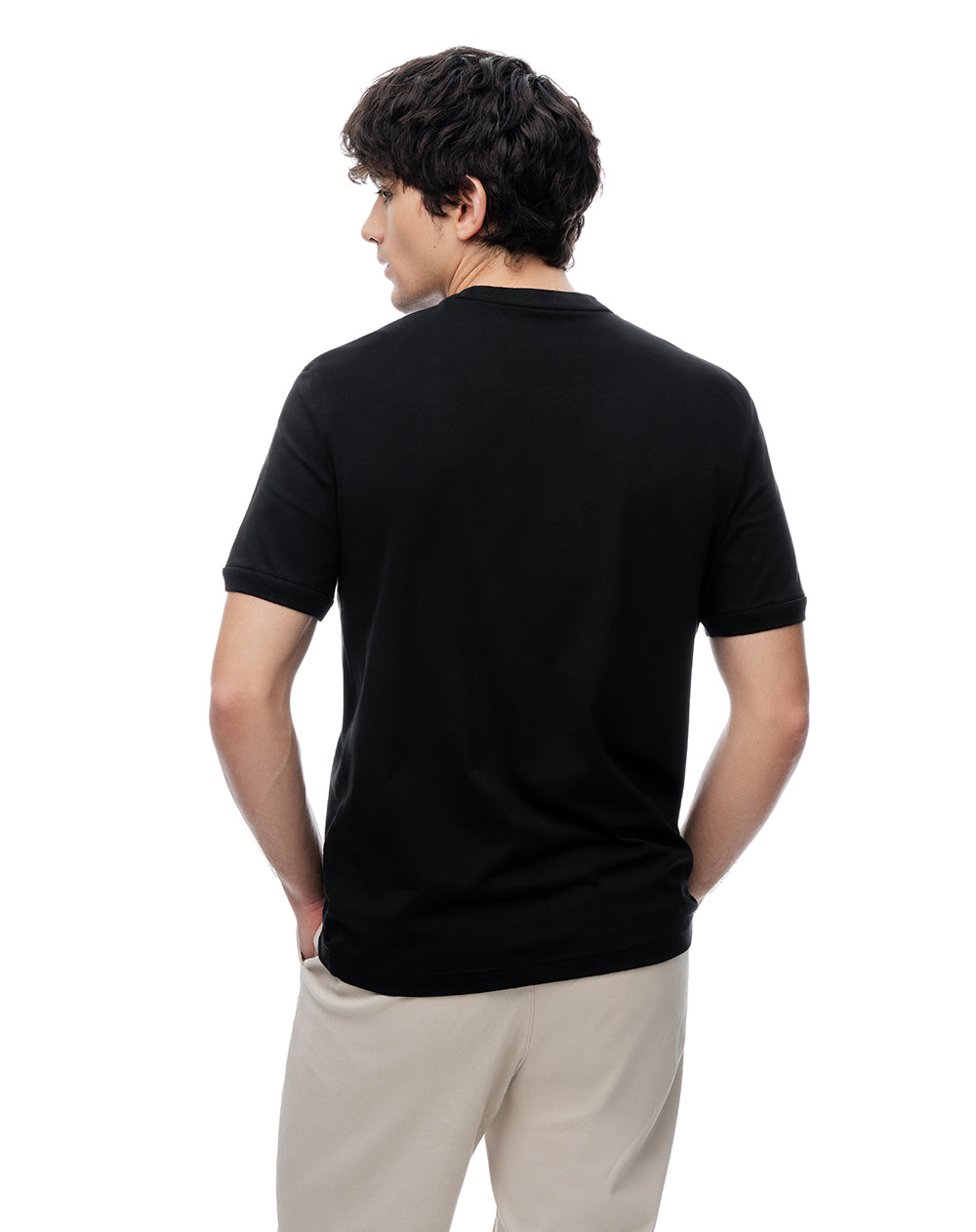 Camiseta regular algodón negra hombre