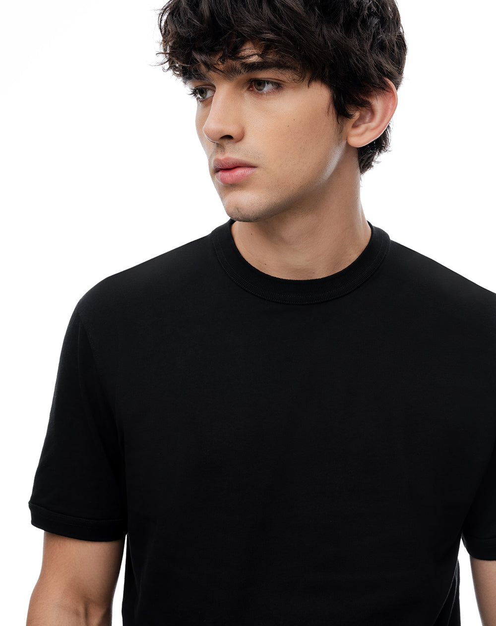 Camiseta regular algodón negra hombre
