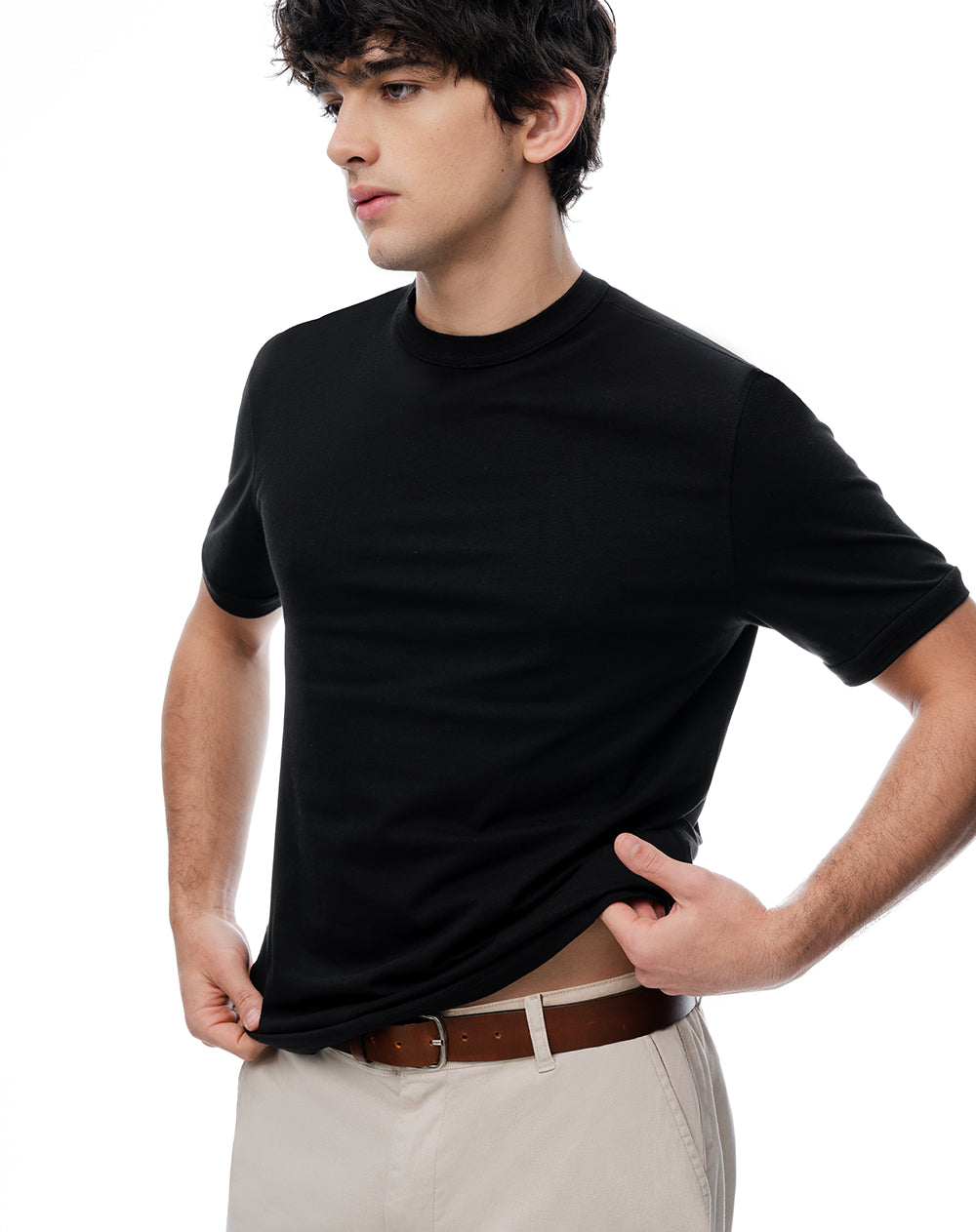 Camiseta regular algodón negra hombre